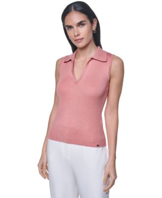 Women's V-Neck Collar Sleeveless Sweater Top