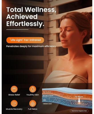 Infrared Sauna | 1-Person Indoor Dry Sauna with 5 Carbon Heaters | Fast and Even Heating Low EMF | Bluetooth and Chromotherapy for Home