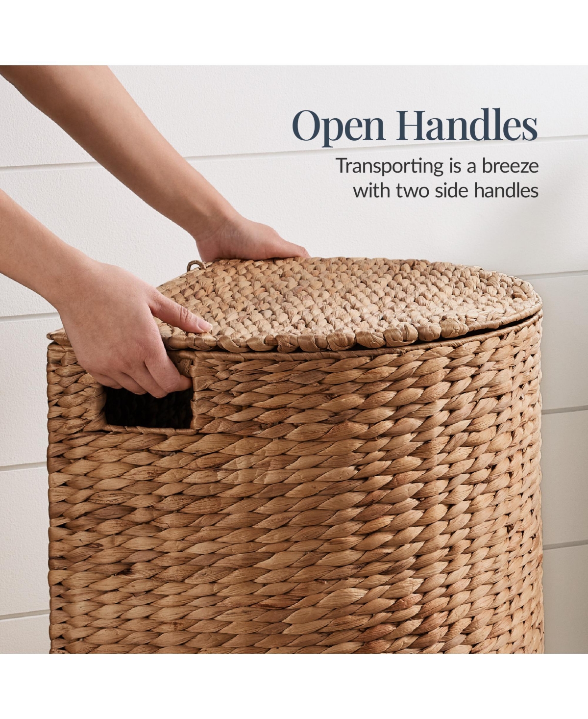 Best Choice Products Half Moon Laundry Hamper w/ Lid, Round Basket, Removable Liner & Handles