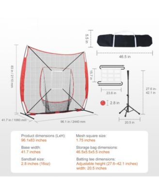 Baseball Softball Practice Net with Bow Frame and Carry Bag