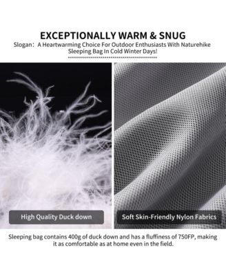 Ultralight Down Sleeping Bag, 650FP, 3-4 Season, Adults, 32-42, Waterproof, Compact, Camping