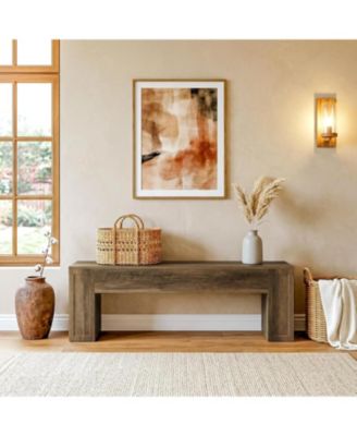 55" Entryway Bench, Farmhouse Indoor End of Bed Bench, Shoe Bench