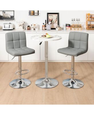 Set of 2 Adjustable Swivel Bar Stool Counter Height Bar Chair PU Leather
