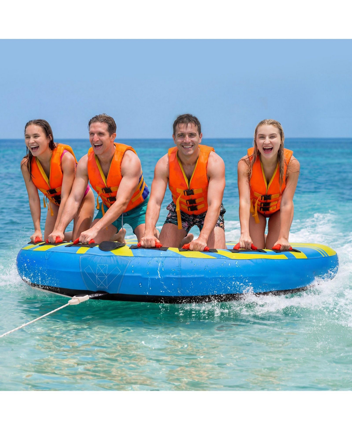 Mecale 4-Rider Towable Tube for Boating 680 lbs with Rear Fins