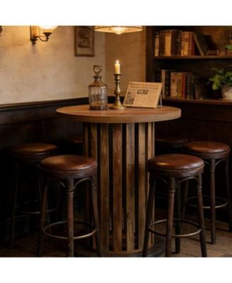 Round Bar Table, 37.4" High Bistro Pub Table for Home Bar, Dining Room, Party, Cocktail, Living Room, Small Space