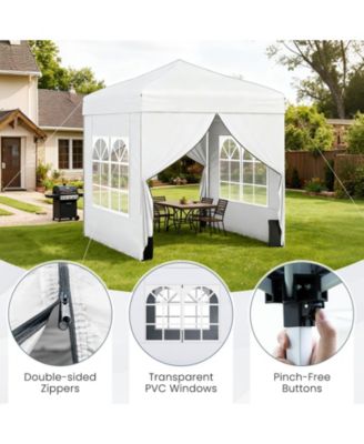 6.5x6.5 ft Pop-Up Canopy Tent with 4 Sidewalls and Wheeled Carry Bag