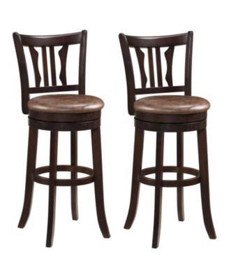 Counter Height Swivel Bar Stools Set of 2 with Back and Solid Rubber Frame-29