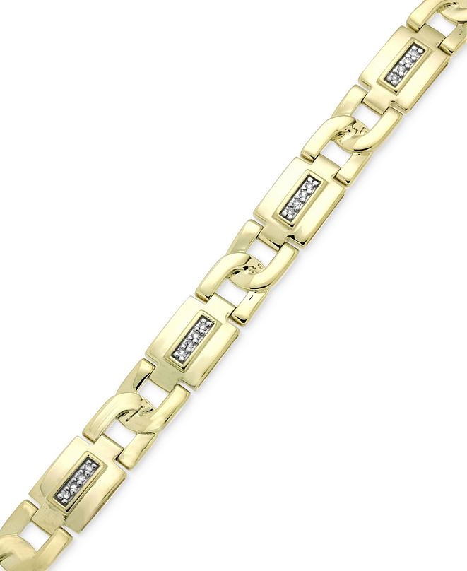 Macy's Men's Diamond Link Bracelet (1/5 ct. t.w.) in 10k Gold & Reviews