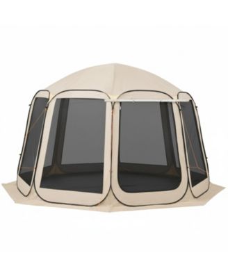 Pop Up Screen House Tent 12x11 ft for 10-12 People with Extended Awning, Carry Bag and Netting Sides
