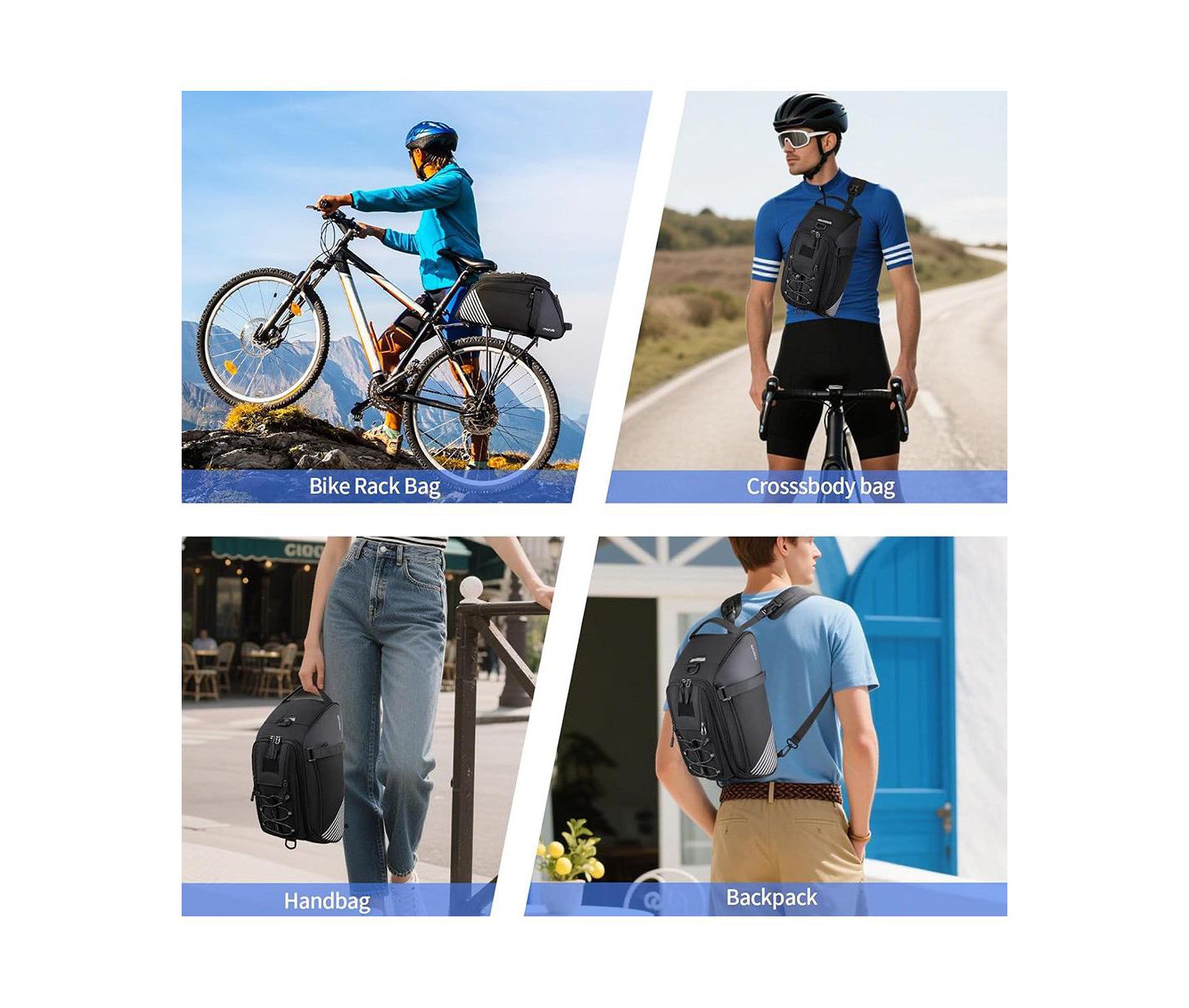 Женская сумка AOLIGEIJS Bike Rack 8L Waterproof Bicycle Rear Trunk with Rain Cover Convertible Backpack Cycling Storage for Commuting Travel, цвет: Чёрный — фото 8