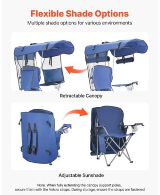 Camping Chair with Canopy Shade 330 lbs and Magazine Pocket