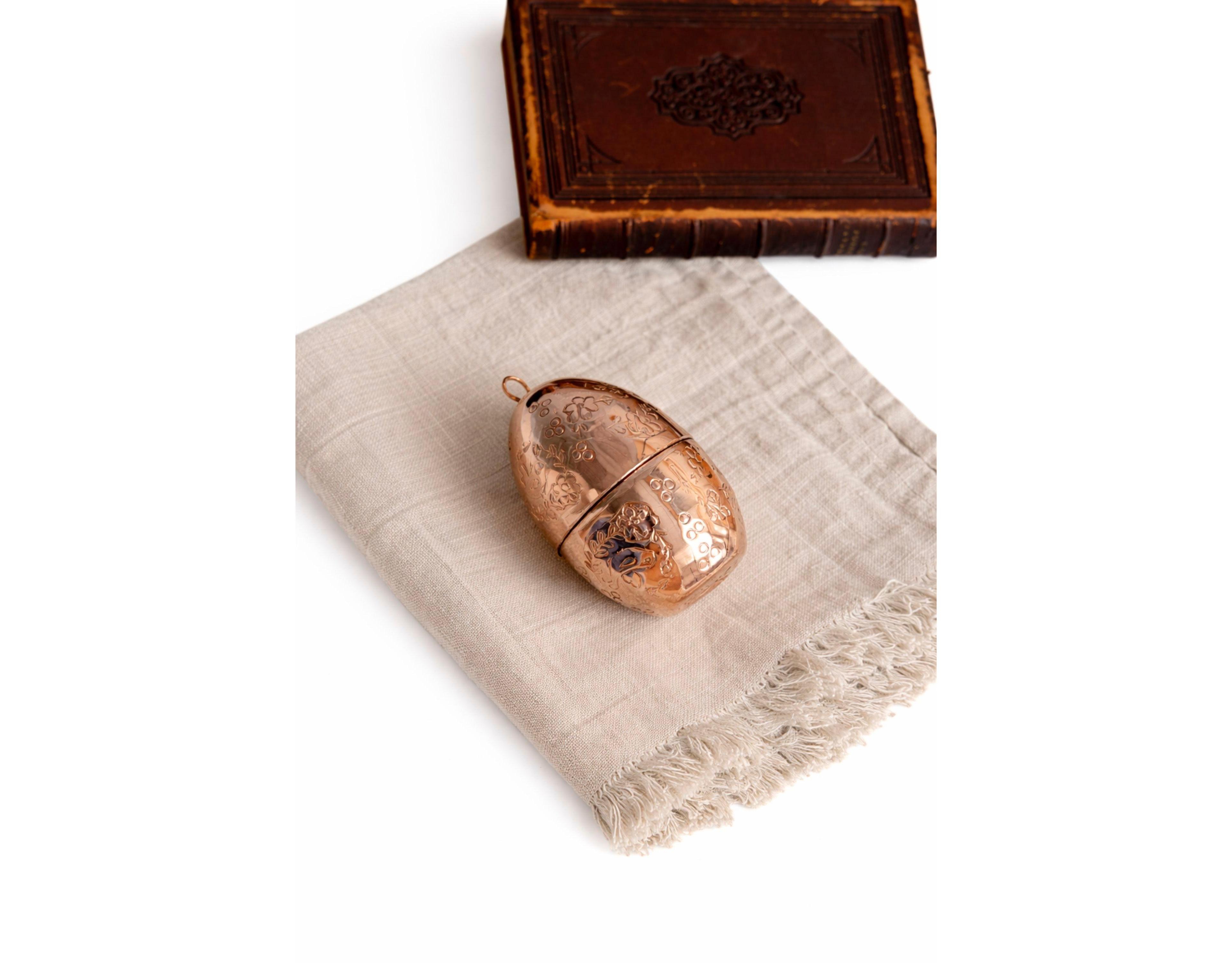 Coppermill Kitchen, Cmk Copper Etched Bird and Floral Egg Ornaments - Set of 2