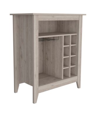 38 Bar-Coffee Cart with 8 Bottle Racks, 1 Cup Holder and Central Shelf