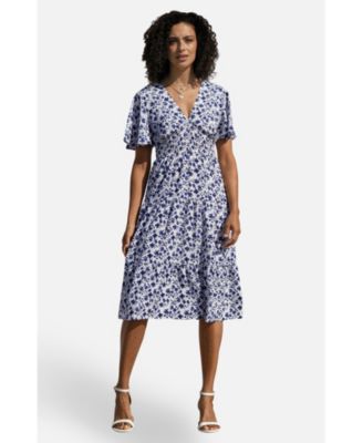 Women's Floral Angel Sleeve Midi Dress