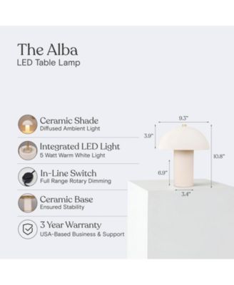 Alba Mushroom LED Desk Lamp with Frosted Glass Dome Shade