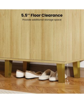 6-Tier Modern Freestanding Wooden Shoe Cabinet with Doors and Removable Shelves