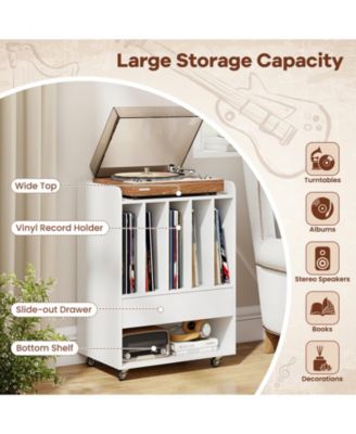 Record Player Stand Turntable Stand with Drawer and Record Holder