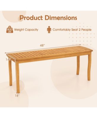 Acacia Wood Outdoor 48" Long Patio Dining Bench-2 Pieces