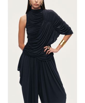 Women's Asymmetric Draped Blouse