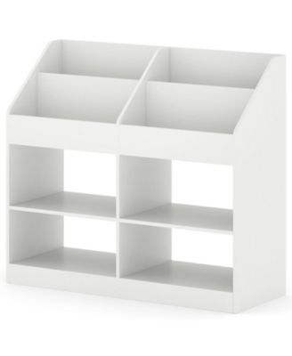 3-Tier Kid's Bookshelf Toy Storage Organizer with Display Rack and 4 Compartments