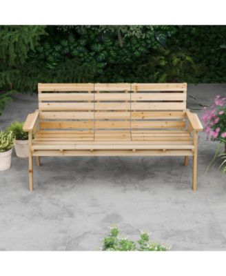 Outdoor Fir Wood Bench with Foldable Middle Table