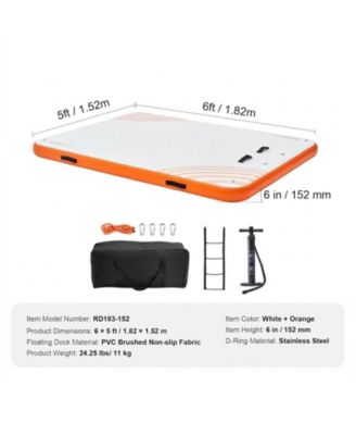 6 x 5 ft Inflatable Floating Dock Platform with Carry Bag