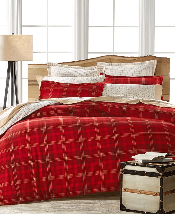Martha Stewart Collection CLOSEOUT! Appleton Plaid Flannel Full/Queen Duvet Cover, Created for
