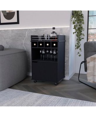 Bar Cart for Living Room with Bottle Storage and Open Shelf