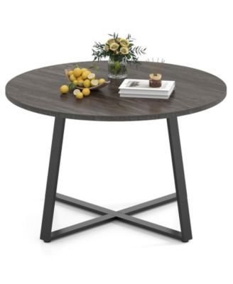47 Inch Round Dining Table with Stable X-shaped Base and Round Thickened Tabletop.