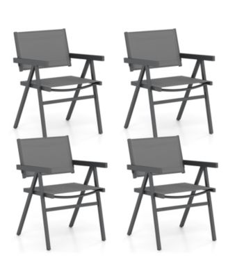 Patio Chairs Outdoor Dining Chair with Breathable Fabric Seat-Set of 4
