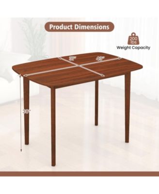 Rectangular Walnut Finish Kitchen Table for 2-4 with Triangular Bracing