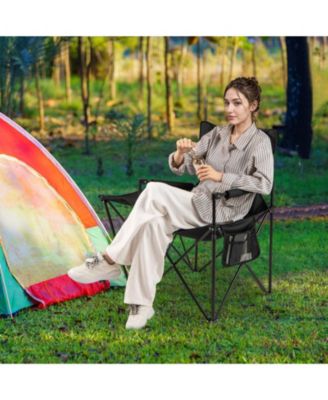 Oversized Camping Chair with Integrated Side Table and Storage Pockets