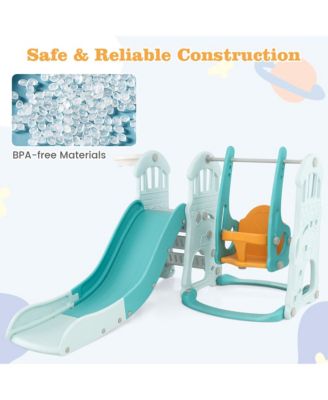 Toddler Slide and Swing Set 4-in-1 Indoor Playground w/ Extra-long Slide