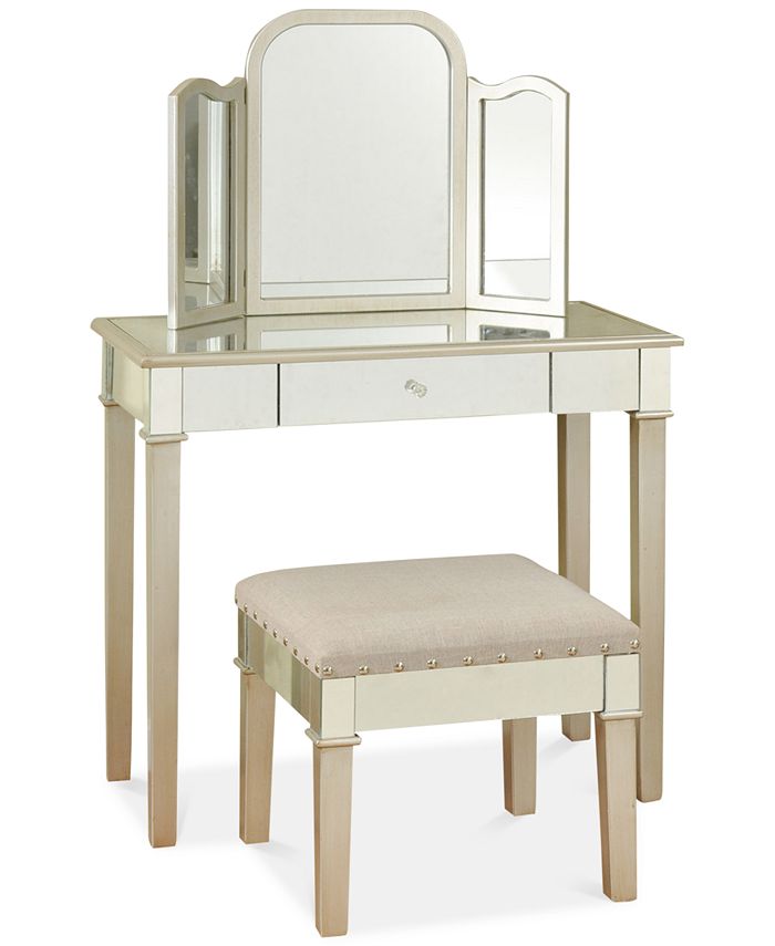 StyleCraft - Morgen Makeup Vanity with Trifold Mirror, Direct Ship