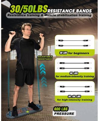 Home Workout Equipment to Help Achieve Fitness Goals, 27-in-1 Portable Gym Exercise Equipment with Compact Push-Up Board, Resistance Bands