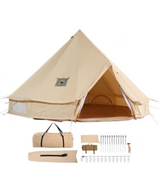 16.4 ft Canvas Bell Tent with Stove Jack for 4-Season Camping