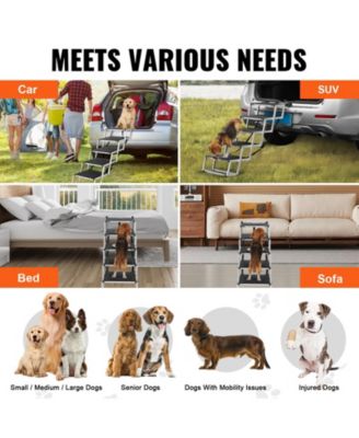 5-Step Folding Dog Stairs for Cars, Aluminum Pet Steps Loads up to 150 lbs, Portable Dog Ladder