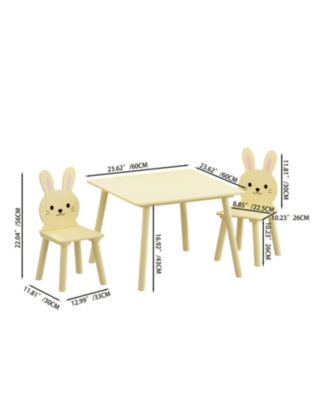 3 Piece Kids Table and Chairs Set, with 2 Bunny Chairs, Activity Play Table Set, for Study, Drawing, Play, Boys and Girls Gift for Ages 2+