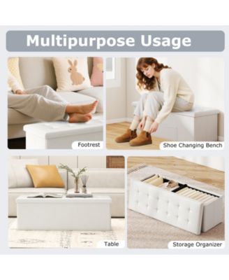 43-Inch Folding Storage Ottoman Bench with Foot Rest