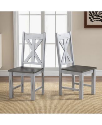 Farmhouse Chair Set of 2 with Rubber Wood Frame and Elegant Hollowed Backrest