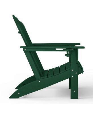 Outdoor Patio HDPE Adirondack Chair With Cup Holder and Table Set