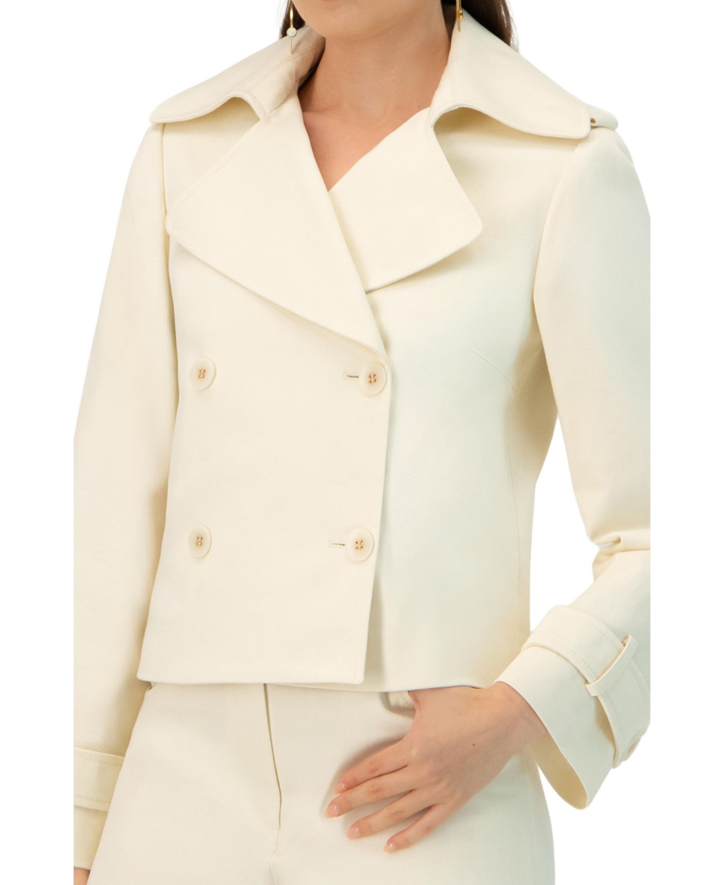 Женское пальто Ivonne Short Cotton Trench, цвет: Слоновая кость — фото 6