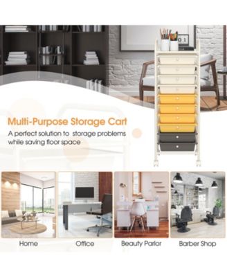 10 Drawer Rolling Storage Cart Organizer with 4 Universal Casters