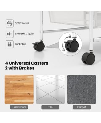 9-Drawer Rolling Storage Cart with Colorful Drawers and Metal Frame-Transparent