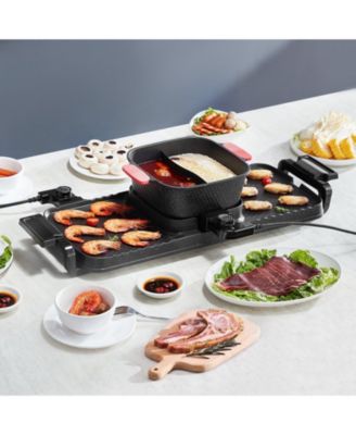 2300W 2-in-1 Electric Hot Pot with Grill, Removable Pot, Dual Temperature Control, Serves 1-6