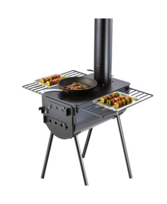 118 Inch Camping Tent Wood Stove with Chimney Pipes, Portable Alloy Steel Hot Tent Stove