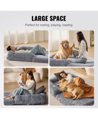 Human Dog Bed 72x48x10 in Washable PV Velvet Foam Cover