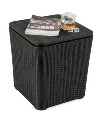 Outdoor Resin Storage Side Table with Removable Lid