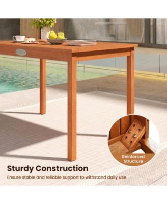 Rectangular Patio Dining Table for 4-6 with Slatted Top