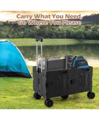 Large Foldable Utility Cart with Two Tier Storage and Handle